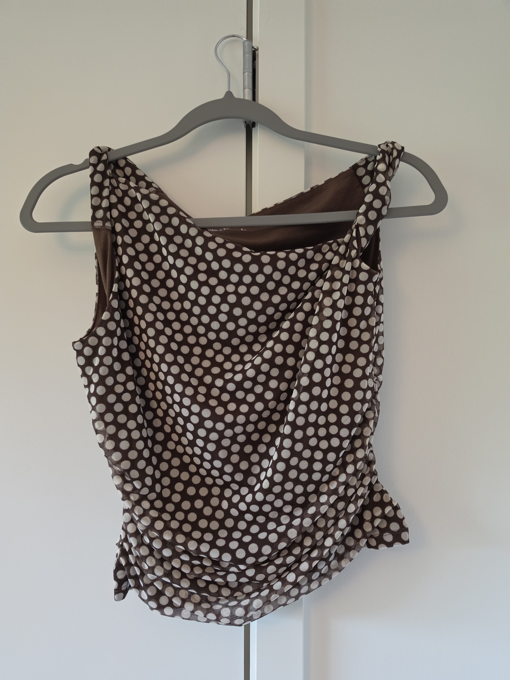 Abercrombie & Fitch Brown and White Polka Dot Top